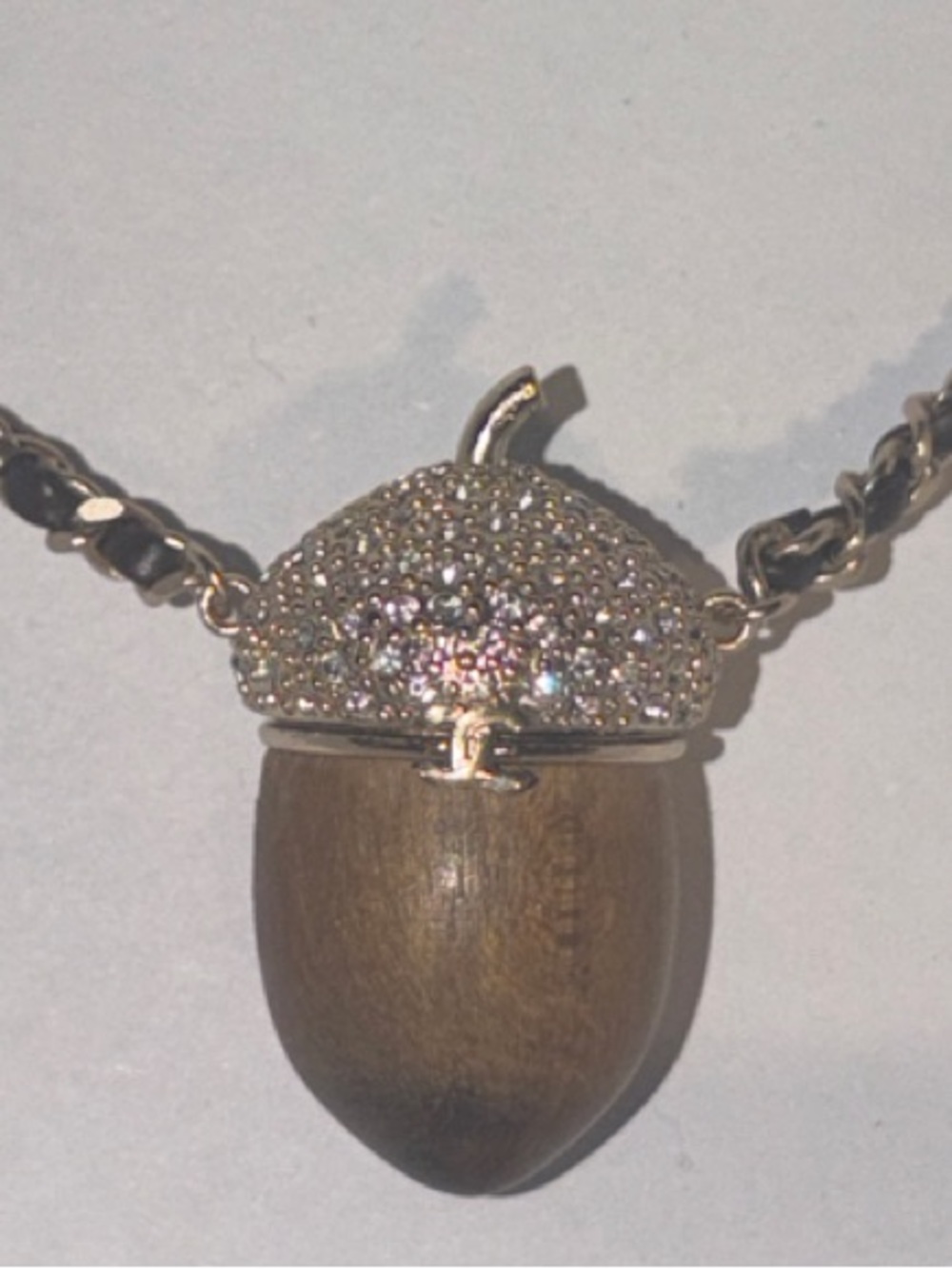 🪩 🥜🐿️   🆕 CC Crystal Wooden Acorn Pendant chain necklace 🐿️ 🪩